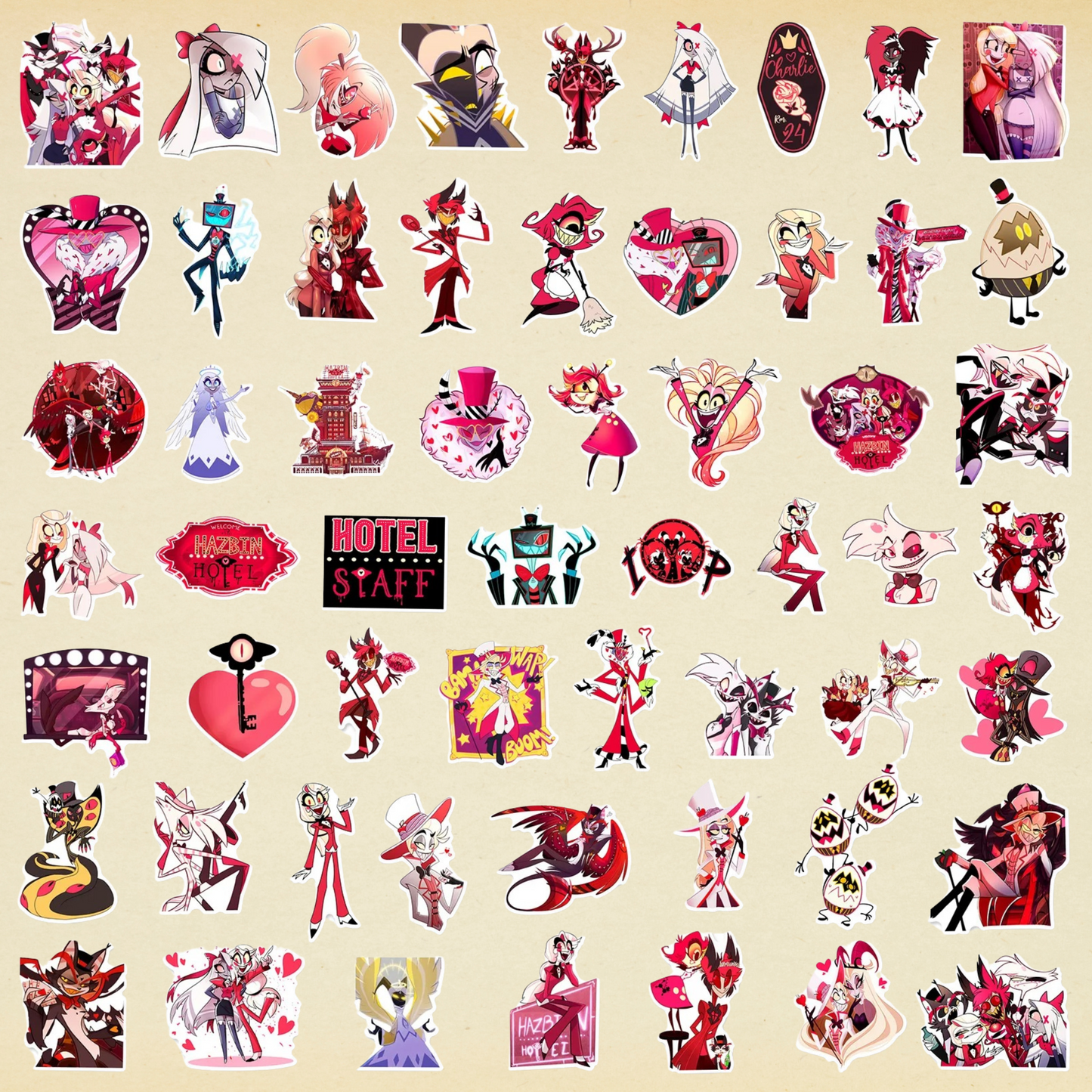 HAZBIN HOTEL STICKERS 56 PIECES